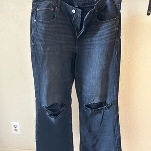 American Eagle Outfitters Black Flare Wide Leg Jeans